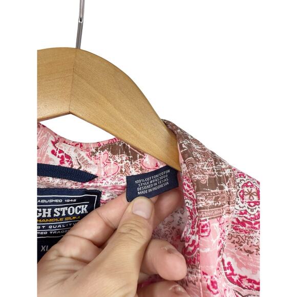Rough Stock Panhandle Slim Western Pearl Snap Shirt Pink Womens XL - Picture 3 of 6